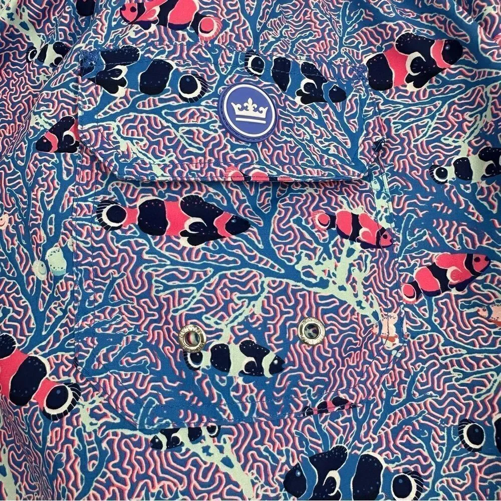 PETER MILLAR Men’s Colorful Clownfish Printed Swim Trunks Sz XL